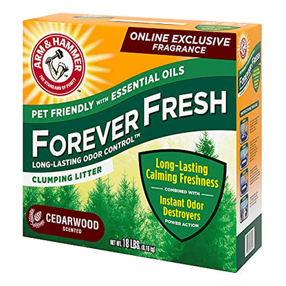 Arm & Hammer Forever Fresh Clumping Cat Litter Cedarwood, MultiCat 18lb, Pet Friendly with Essential Oils, (Pack of 1)-UPStoxs