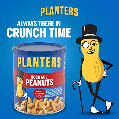 PLANTERS Salted Cocktail Peanuts, Party Snacks, Plant Based Protein 16oz (1 Canister)-UPStoxs