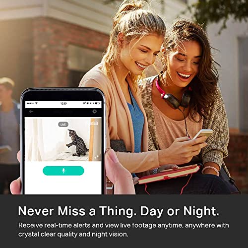 Kasa Indoor Pan/Tilt Smart Security Camera, 1080p HD Dog-Camera,2.4GHz with Night Vision,Motion Detection for Baby and Pet Monitor, Cloud & SD Card Storage, Works with Alexa& Google Home (EC70), White-UPStoxs