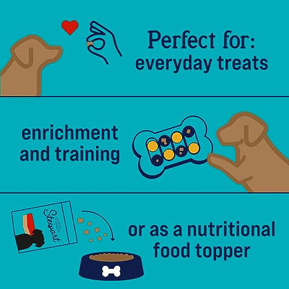 Stewart Freeze Dried Dog Treats, Beef Liver, Salmon, Chicken Liver & Chicken Breast, 4 oz, 12 oz, 14 oz, 21 oz, Resealable Tub, Grain Free & Gluten Free, Single Ingredient, Dog Training Treats-UPStoxs