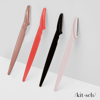 Kitsch Dermaplaning Tool - Face Razors for Women and Men, Eyebrow Trimmer & Face Shaver for Women, Facial Hair Removal for Women and Men, Dermaplane Razor for Women Face, 12 pc (Black)-UPStoxs