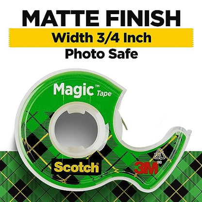 Scotch Magic Tape, 3 Rolls, Numerous Applications, Invisible, Engineered for Repairing, 3/4 x 300 Inches, Dispensered (3105)-UPStoxs