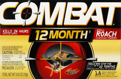 Combat Max 12 Month Roach Killing Bait, Small Roach Bait Station, Child-Resistant, 18 Count-UPStoxs