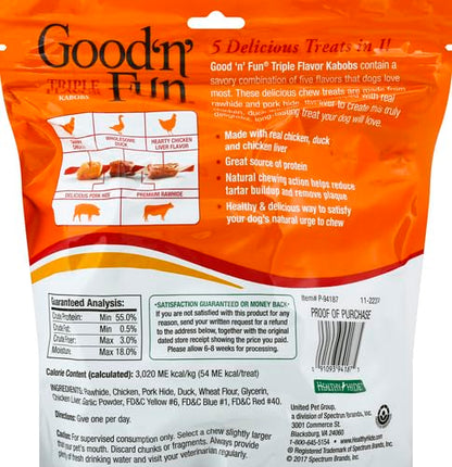 Good'N'Fun Triple Flavored Rawhide Kabobs for Dogs, 1.5 Pound (Pack of 1)-UPStoxs