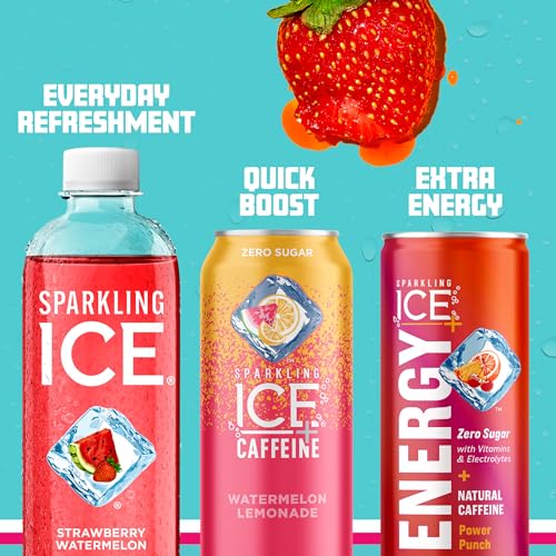 Sparkling Ice Blue Variety Pack, Zero Sugar Sparkling Water, with Vitamins and Antioxidants, 17 fl oz, 12 count (Classic Lemonade, Strawberry Watermelon, Grape Raspberry, Lemon Lime)-UPStoxs
