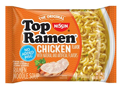 Nissin Top Ramen Noodle Soup, Chicken, 3 Ounce (Pack of 24)-UPStoxs