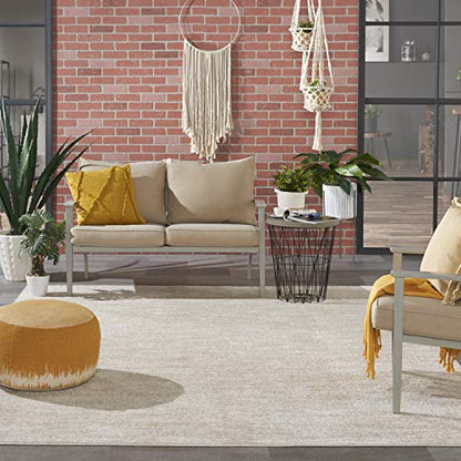 Nourison Essentials Indoor/Outdoor Ivory Beige 8' x 10' Area Rug, Easy Cleaning, Non Shedding, Bed Room, Living Room, Dining Room, Backyard, Deck, Patio (8x10)-UPStoxs