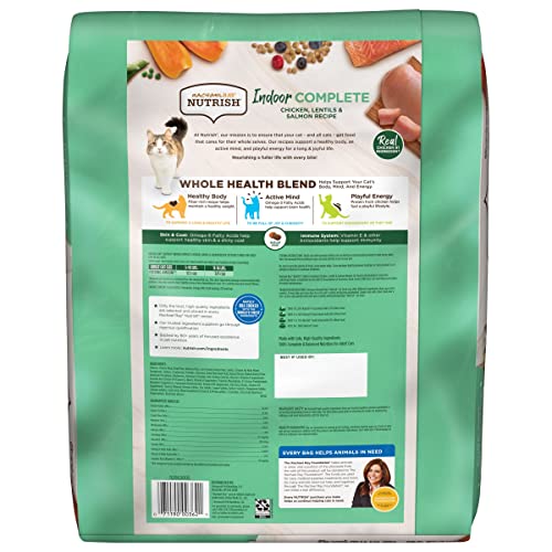 Rachael Ray Nutrish Indoor Complete Premium Natural Dry Cat Food with Added Vitamins, Minerals & Other Nutrients, Chicken with Lentils & Salmon Recipe, 14 Pounds (Packaging May Vary)-UPStoxs