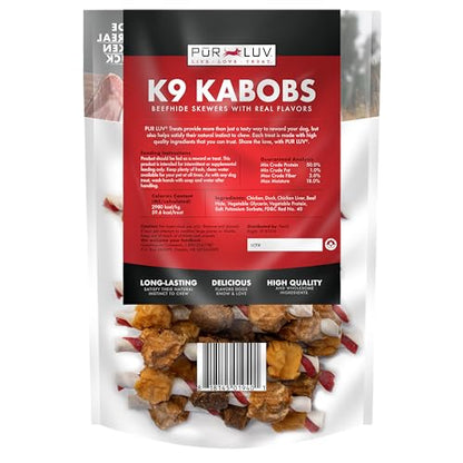 Pur Luv Dog Treats, K9 Kabobs for Dogs Made with Real Chicken and Duck, 12 Ounces, Healthy, Easily Digestible, Long-Lasting, High Protein Dog Treat, Satisfies Dog's Urge to Chew-UPStoxs