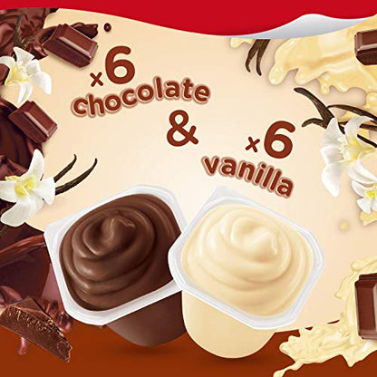 Snack Pack Chocolate and Vanilla Flavored Pudding Cups Family Pack, 12 Count Pudding Cups (1 Pack)-UPStoxs