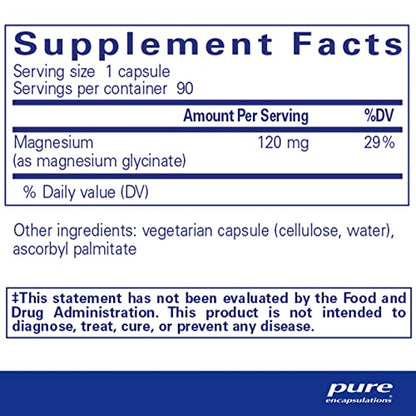 Pure Encapsulations Magnesium (Glycinate) - Supplement to Support Stress Relief, Sleep, Heart Health, Nerves, Muscles, and Metabolism* - with Magnesium Glycinate - 90 Capsules-UPStoxs