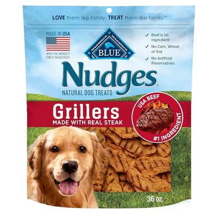 Blue Buffalo Nudges Grillers Natural Dog Treats with Real USA Beef, Made in the USA, Steak, 36-oz. Bag-UPStoxs