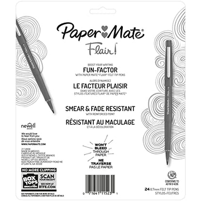 Paper Mate Felt Tip Pens Flair Marker Pens, Medium Point, Assorted, 24 Count-UPStoxs