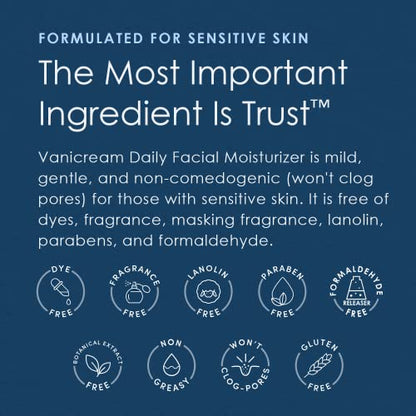 Vanicream Daily Facial Moisturizer With Ceramides and Hyaluronic Acid - Formulated Without Common Irritants for Those with Sensitive Skin, 3 fl oz (Pack of 1)-UPStoxs