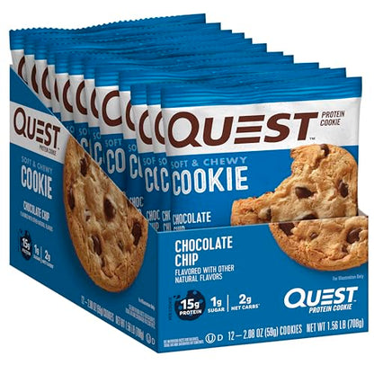 Quest Nutrition Chocolate Chip Protein Cookie; Keto Friendly; High Protein; Low Carb; 12 Count-UPStoxs