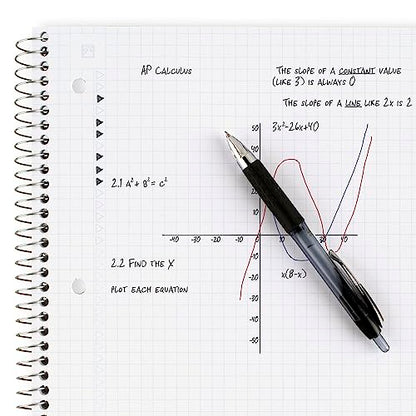 Five Star Spiral Notebook + Study App, 1 Subject, Graph Ruled Paper, Fights Ink Bleed, Water Resistant Cover, 8-1/2" x 11", 100 Sheets, Tidewater Blue (06190AA4)-UPStoxs