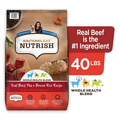 Rachael Ray Nutrish Premium Natural Dry Dog Food with Added Vitamins, Minerals & Taurine, Real Beef, Pea, & Brown Rice Recipe, 40 Pounds (Packaging May Vary)-UPStoxs