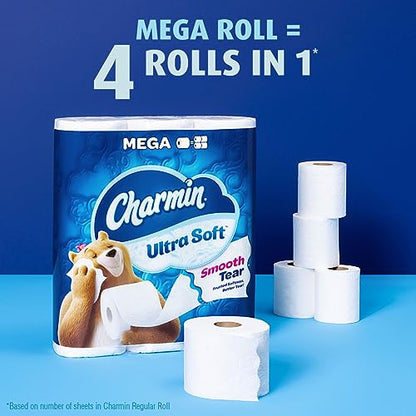 Charmin Ultra Soft Toilet Paper 6 Mega Rolls = 24 Regular Rolls-UPStoxs