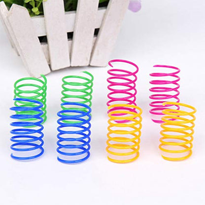 Andiker Cat Spiral Spring, 12 Pc Cat Creative Toy to Kill Time and Keep Fit Interactive Cat Toy Sturdy Heavy Plastic Spring Colorful Springs Cat Toy for Swatting, Biting, Hunting Kitten Toys-UPStoxs