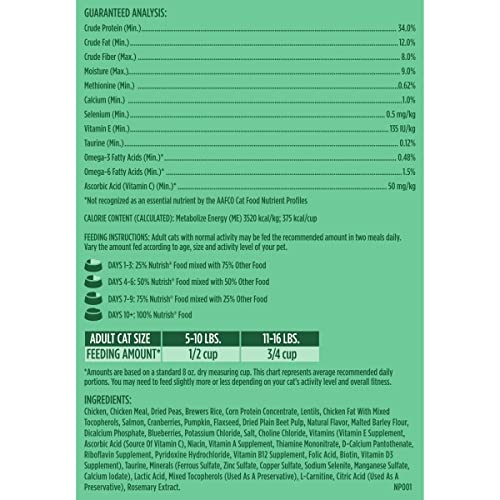 Rachael Ray Nutrish Indoor Complete Premium Natural Dry Cat Food with Added Vitamins, Minerals & Other Nutrients, Chicken with Lentils & Salmon Recipe, 14 Pounds (Packaging May Vary)-UPStoxs