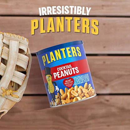PLANTERS Salted Cocktail Peanuts, Party Snacks, Plant Based Protein 16oz (1 Canister)-UPStoxs