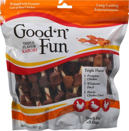 Good'N'Fun Triple Flavored Rawhide Kabobs for Dogs, 1.5 Pound (Pack of 1)-UPStoxs