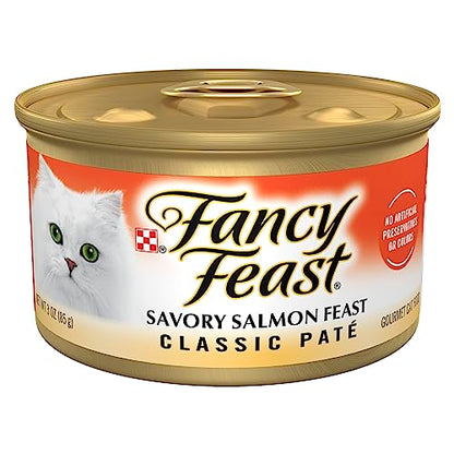 Purina Fancy Feast Salmon Feast Classic Grain Free Wet Cat Food Pate - 3 Ounce Cans (Pack of 24)-UPStoxs