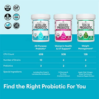 Physician's CHOICE Probiotics 60 Billion CFU - 10 Strains + Organic Prebiotics - Immune, Digestive & Gut Health - Supports Occasional Constipation, Diarrhea, Gas & Bloating - for Women & Men - 60ct-UPStoxs
