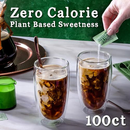 Stevia In The Raw, Plant Based Zero Calorie, No Erythritol, Sugar Substitute, Sugar-Free Sweetener for Coffee, Hot & Cold Drinks, Suitable For Diabetics, Vegan, Gluten-Free, 100Count Packets (1 Pack)-UPStoxs