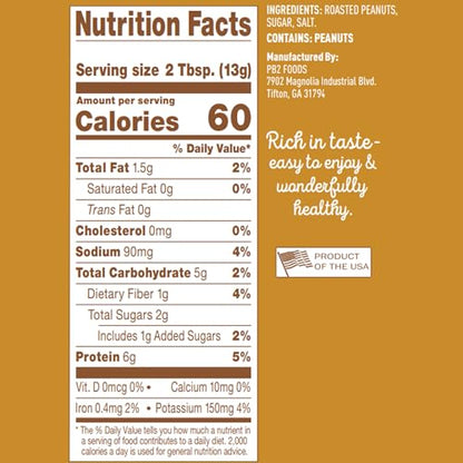 PB2 Original Powdered Peanut Butter - 6g of Protein, 90% Less Fat, Certified Gluten Free, Only 60 Calories per Serving, Perfect for Protein Shakes, Smoothies, and Low-Carb, Keto Diets-UPStoxs