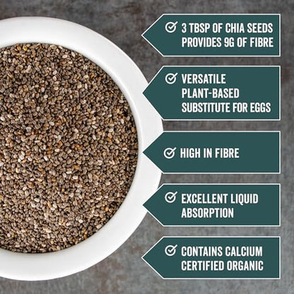 Viva Naturals Organic Chia Seeds 2 LBs - Plant-Based Omega-3 and Vegan Protein, Non-GMO Chia Seeds Organic Perfect for Smoothies, Salads and Chia Seed Pudding, Black Chia Seeds Bulk-UPStoxs