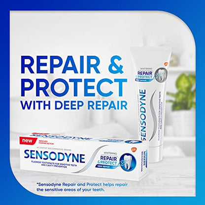 Sensodyne Repair and Protect Whitening Toothpaste, Toothpaste for Sensitive Teeth and Cavity Prevention, 3.4 oz (Pack of 2)-UPStoxs