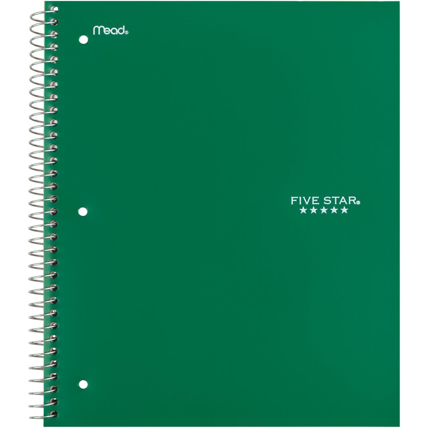 Five Star Spiral Notebook + Study App, 3 Subject, Wide Ruled Paper, 150 Sheets, 10-1/2" x 8" Sheet Size, Forest Green (73176)-UPStoxs