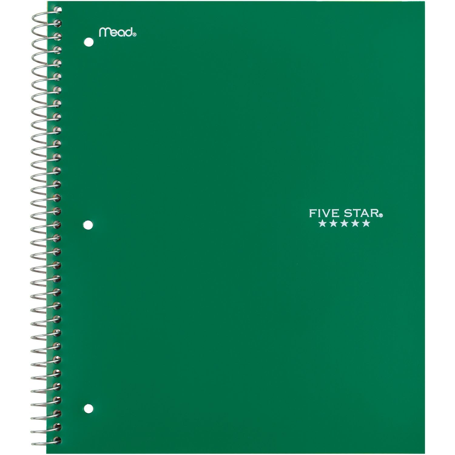 Five Star Spiral Notebook + Study App, 3 Subject, Wide Ruled Paper, 150 Sheets, 10-1/2" x 8" Sheet Size, Forest Green (73176)-UPStoxs