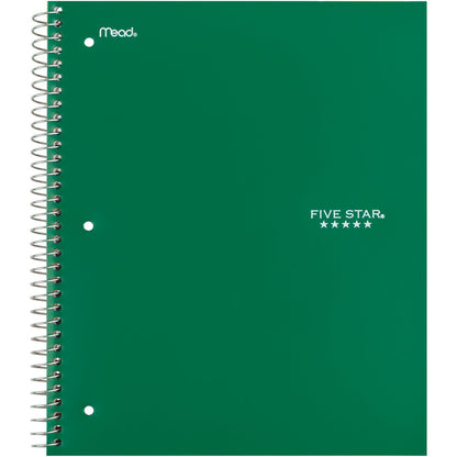 Five Star Spiral Notebook + Study App, 3 Subject, Wide Ruled Paper, 150 Sheets, 10-1/2" x 8" Sheet Size, Forest Green (73176)-UPStoxs