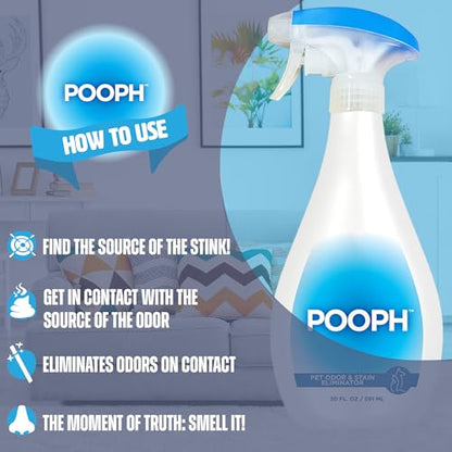 Pooph Pet Odor Eliminator, 20oz Spray - Dismantles Odors on a Molecular Basis, Dogs, Cats, Freshener, Urine, Poop, Pee, Deodorizer, Natures, Puppy, Fresh, Clean, Furniture, Potty, Safe-UPStoxs