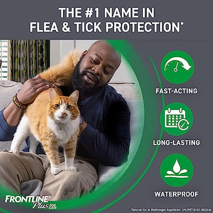 Frontline Plus Flea and Tick Treatment for Cats Over 1.5 lbs. 3 Treatments-UPStoxs