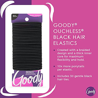 GOODY Womens Ouchless Braided Elastics, Black, 30 Count-UPStoxs