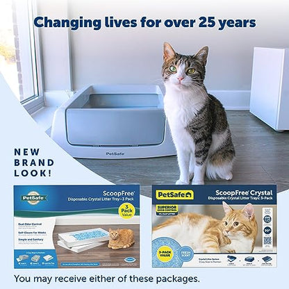 PetSafe ScoopFree Crystal Cat Litter Tray Refills – Fresh Scent, 3-Pack – Disposable Tray – Includes Leak Protection & Low Tracking Litter – Absorbs Odors On Contact-UPStoxs