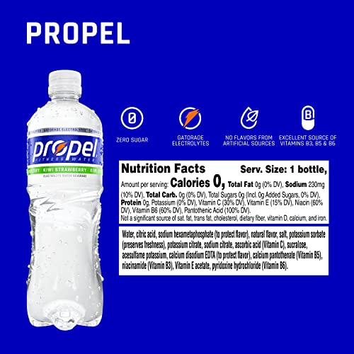 Propel, Kiwi Strawberry, Zero Calorie Sports Drinking Water with Electrolytes and Vitamins C&E, 16.9 Fl Oz (Pack of 12) - Packaging May Vary-UPStoxs