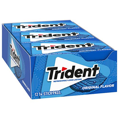 Trident Original Flavor Sugar Free Gum, 12 Packs of 14 Pieces (168 Total Pieces)-UPStoxs