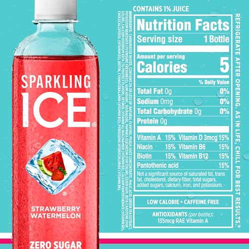Sparkling Ice Blue Variety Pack, Zero Sugar Sparkling Water, with Vitamins and Antioxidants, 17 fl oz, 12 count (Classic Lemonade, Strawberry Watermelon, Grape Raspberry, Lemon Lime)-UPStoxs