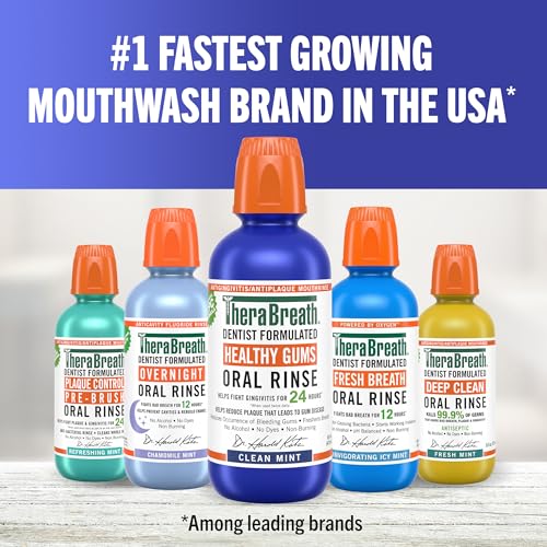 TheraBreath Healthy Gums Mouthwash Clean Mint, Antigingivitis, Dentist Formulated, 16 Fl Oz (2-Pack)-UPStoxs