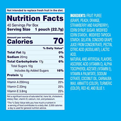 Welch's Fruit Snacks, Mixed Fruit, Perfect Halloween Candy Bulk Pack, Gluten Free, Individual Single Serve Bags, 0.8 oz (Pack of 40)-UPStoxs
