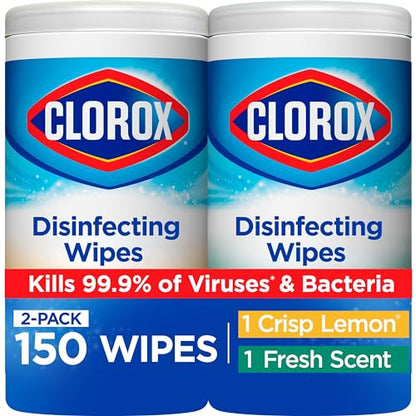 Clorox Disinfecting Wipes Value Pack, Bleach Free Cleaning Wipes, 75 Count Each, Pack of 2, Packaging May Vary-UPStoxs