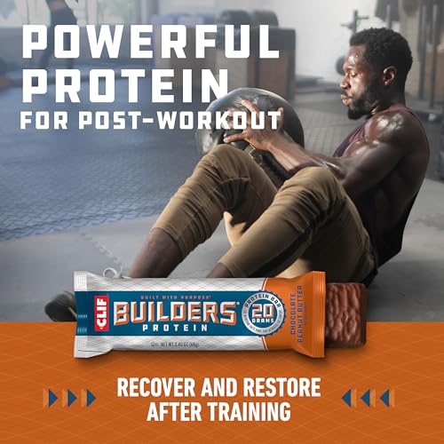 CLIF Builders - Chocolate Peanut Butter Flavor - Protein Bars - Gluten-Free - Non-GMO - Low Glycemic - 20g Protein - 2.4 oz.-UPStoxs