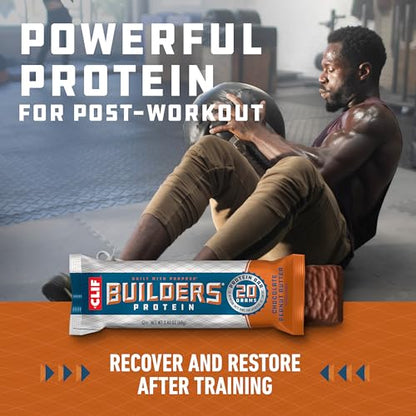 CLIF Builders - Chocolate Peanut Butter Flavor - Protein Bars - Gluten-Free - Non-GMO - Low Glycemic - 20g Protein - 2.4 oz.-UPStoxs