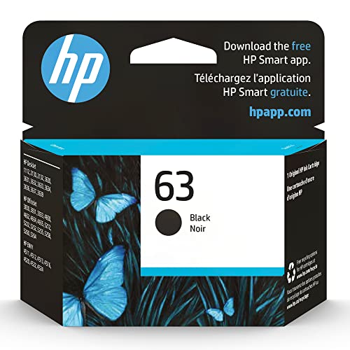 HP 63 Black Ink Cartridge | Works with HP DeskJet 1112, 2130, 3630 Series; HP ENVY 4510, 4520 Series; HP OfficeJet 3830, 4650, 5200 Series | Eligible for Instant Ink | F6U62AN-UPStoxs