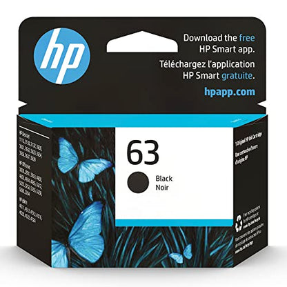 HP 63 Black Ink Cartridge | Works with HP DeskJet 1112, 2130, 3630 Series; HP ENVY 4510, 4520 Series; HP OfficeJet 3830, 4650, 5200 Series | Eligible for Instant Ink | F6U62AN-UPStoxs