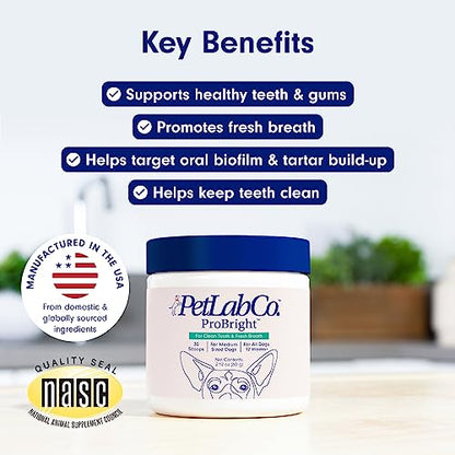 PetLab Co. ProBright Dental Powder - Dog Breath Freshener - Teeth Cleaning Made Easy – Targets Tartar & Bad Breath - Formulated for Large Dogs-UPStoxs